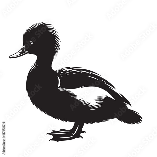Black Madagascar Pochard Silhouette Vector, High Quality Illustration on White Background