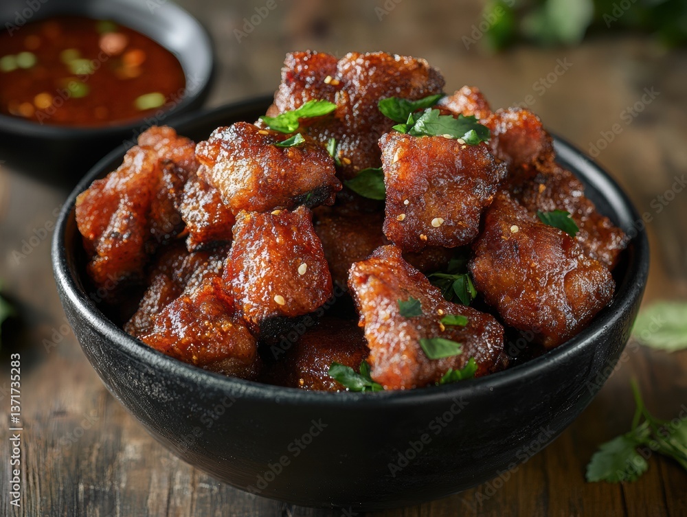 Savory Delights: A close-up image showcasing a bowl of delicious food with a side of sauce, tempting your taste buds with a variety of textures and flavors. Savory Delights: A close-up image showcasing a bowl of delicious food with a side of sauce, tempting your taste buds with a variety of textures and flavors.