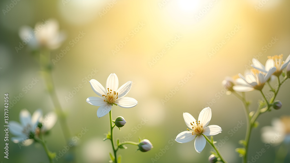 Soft Floral Symphony: White Petals in Golden Hues