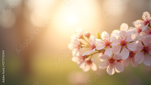 Obraz na płótnie Radiant Blossom: A Springtime Serenity Capture w salonie