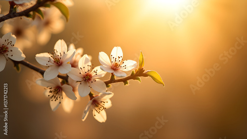 Obraz na płótnie Radiant Blossoms: Spring's Golden Embrace w salonie