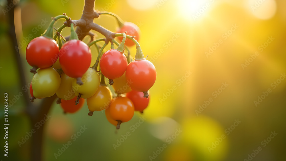 Solanum Capsicastrum Bunch with Golden Sunlight