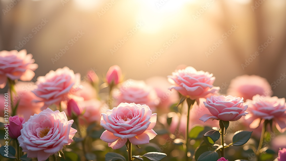 Sunlit Bloom: A Tranquil Rose Garden Portrait