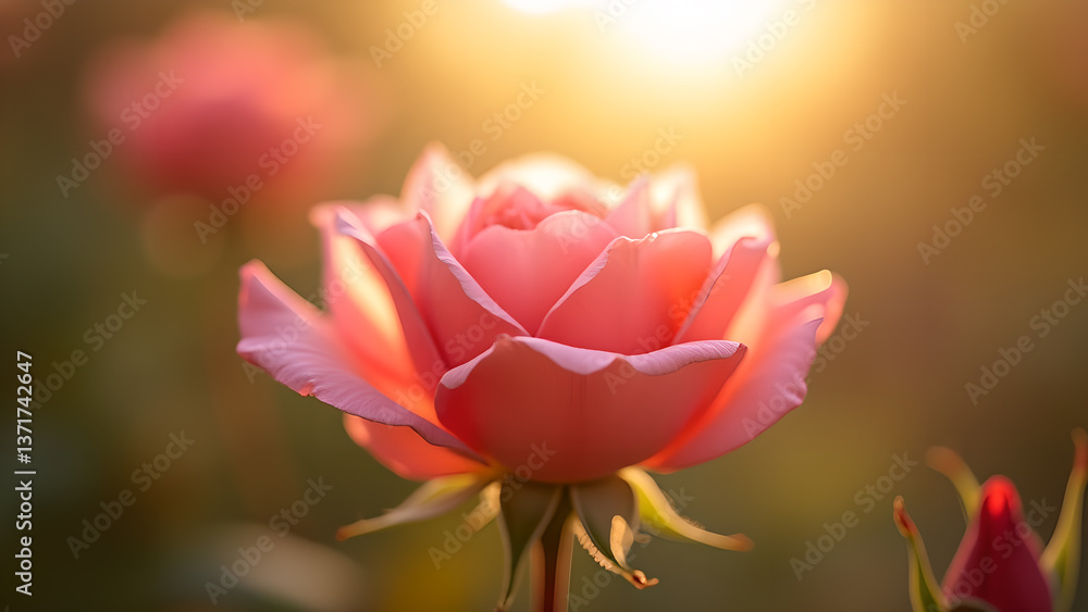 Enchanting Rose Blooming in the Golden Sunlight