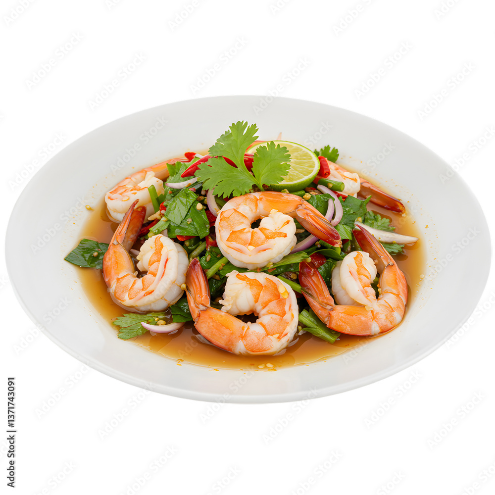 Spicy Shrimp Salad on Transparent Background
Spicy Shrimp Salad on Transparent Background