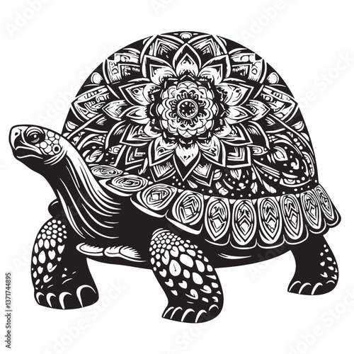 Black Pinta Giant Tortoise Silhouette Vector, High Quality Illustration on White Background