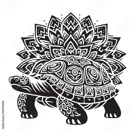 Black Pinta Giant Tortoise Silhouette Vector, High Quality Illustration on White Background