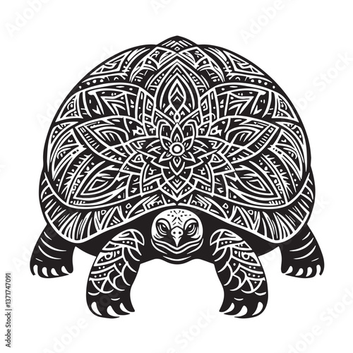Black Pinta Island Tortoise Silhouette Vector, High Quality Illustration on White Background