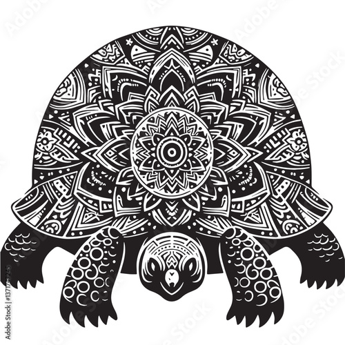 Black Pinta Island Tortoise Silhouette Vector, High Quality Illustration on White Background