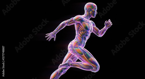 Futuristic human anatomy concept in motion with vibrant colors