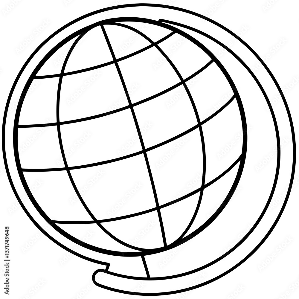 A 3D vector globe icon depicts the Earth as a round sphere A 3D vector globe icon depicts the Earth as a round sphere