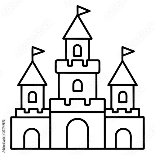 A style toy castle line art vector illustration