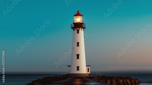 Wallpaper Mural Coastal Lighthouse at Dusk  Serenity  Hope  Guidance Torontodigital.ca