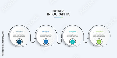 Vector infographic label design with circle infographic template design and 4 options or steps.
