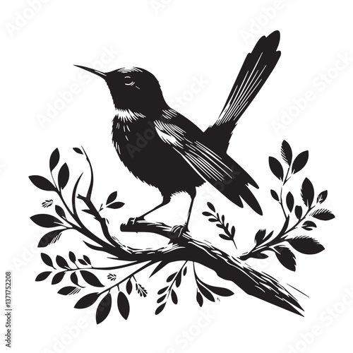 Black Rodrigues Solitaire Silhouette Vector, High Quality Illustration on White Background