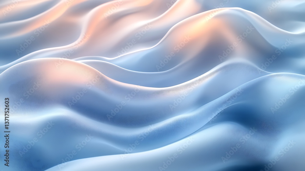 Fototapeta premium A silky abstract background with a gradient of soft blue and white, flowing like a gentle breeze with smooth, reflective surfaces,