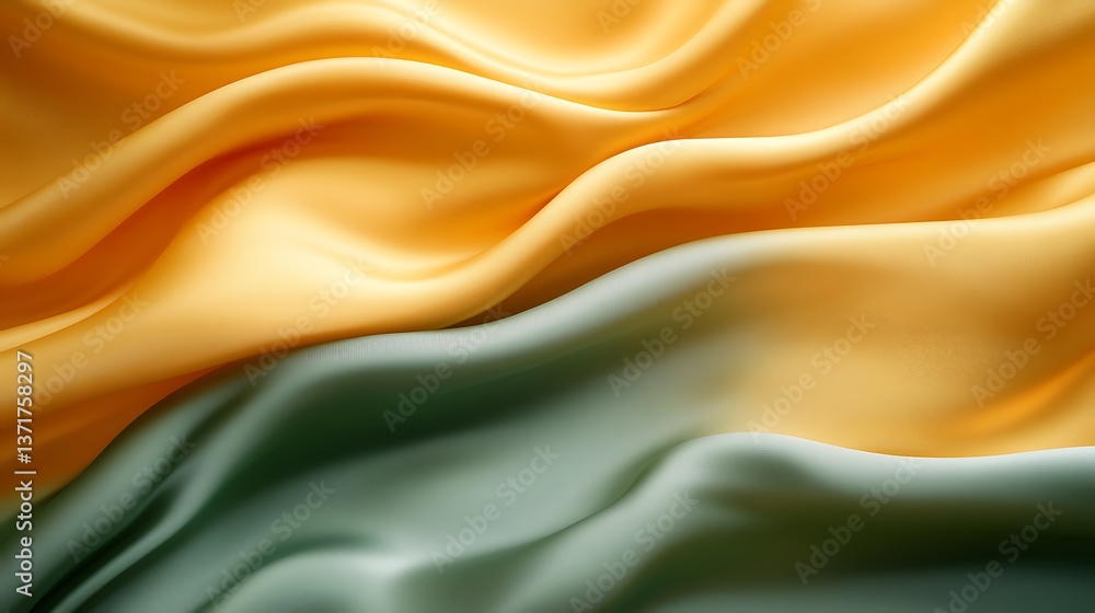 Fototapeta premium A silky, abstract background in shades of mustard yellow and olive green, with a soft, flowing texture,