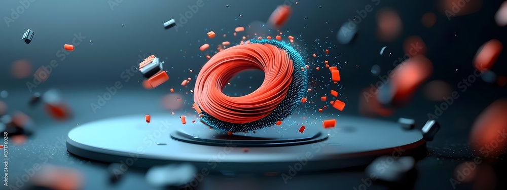 Obraz premium Striking digital art showcasing the synergy between server logic and modern computer science with a surreal and imaginative depiction of data processing and information flow through fractals