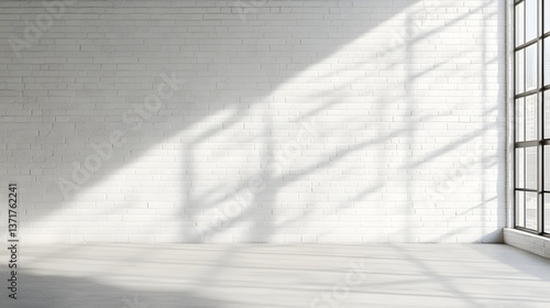 Sunlit White Brick Wall Room Interior Design Background