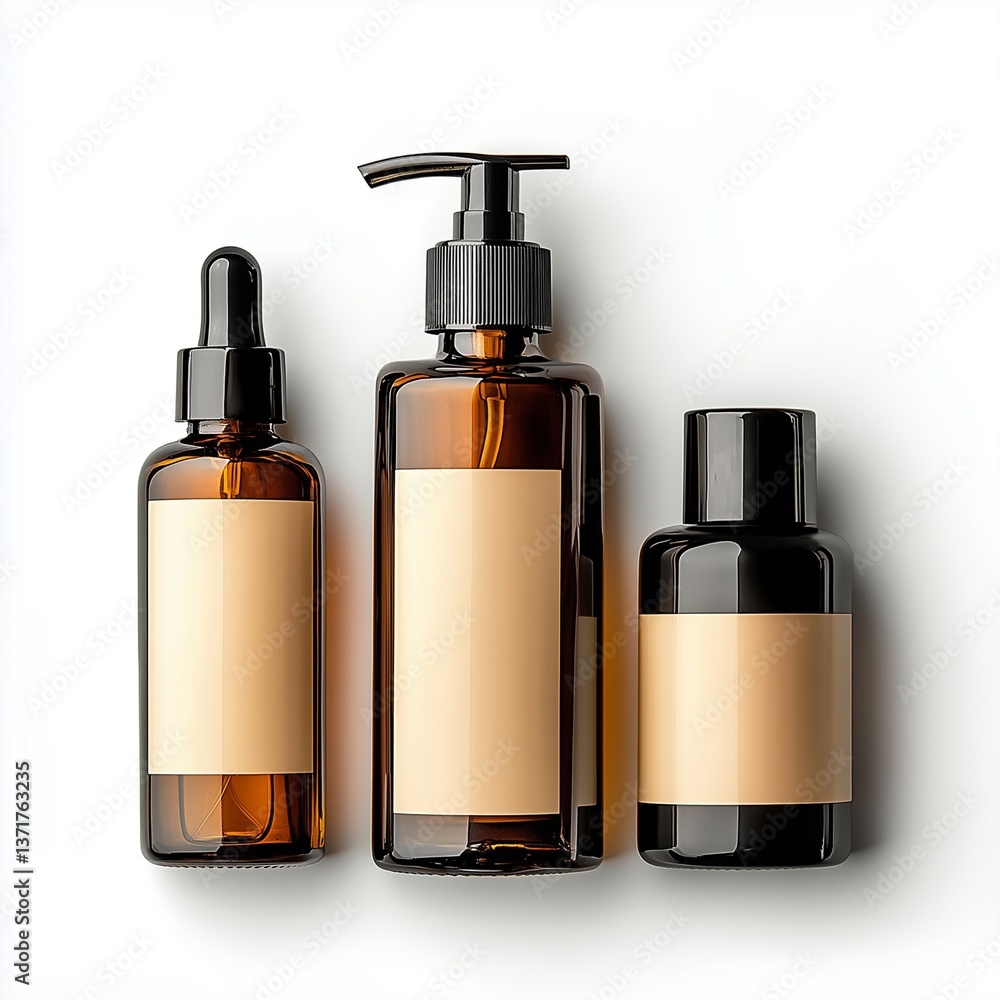 Set of Cosmetic and Perfume Bottles Isolated on White Background Set of Cosmetic and Perfume Bottles Isolated on White Background