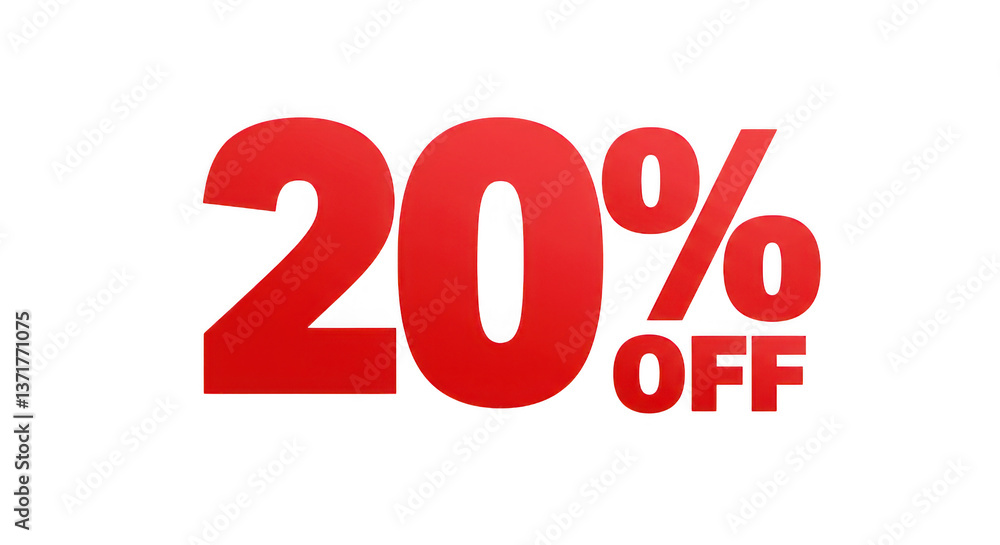Red twenty percent off discount promotion on black background Red twenty percent off discount promotion on black background