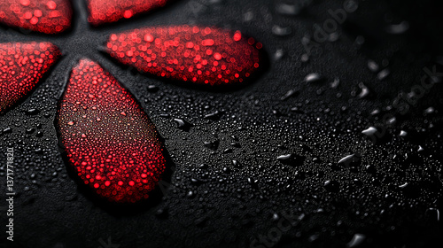 Red Flower Petals with Water Drops: Macro Photography of Nature's Beauty