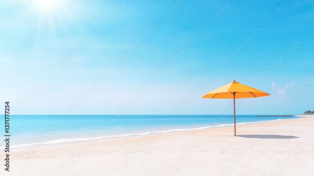 Serene Beach Umbrella Summer Vacation Tropical Paradise Sunny Ocean Serene Beach Umbrella Summer Vacation Tropical Paradise Sunny Ocean