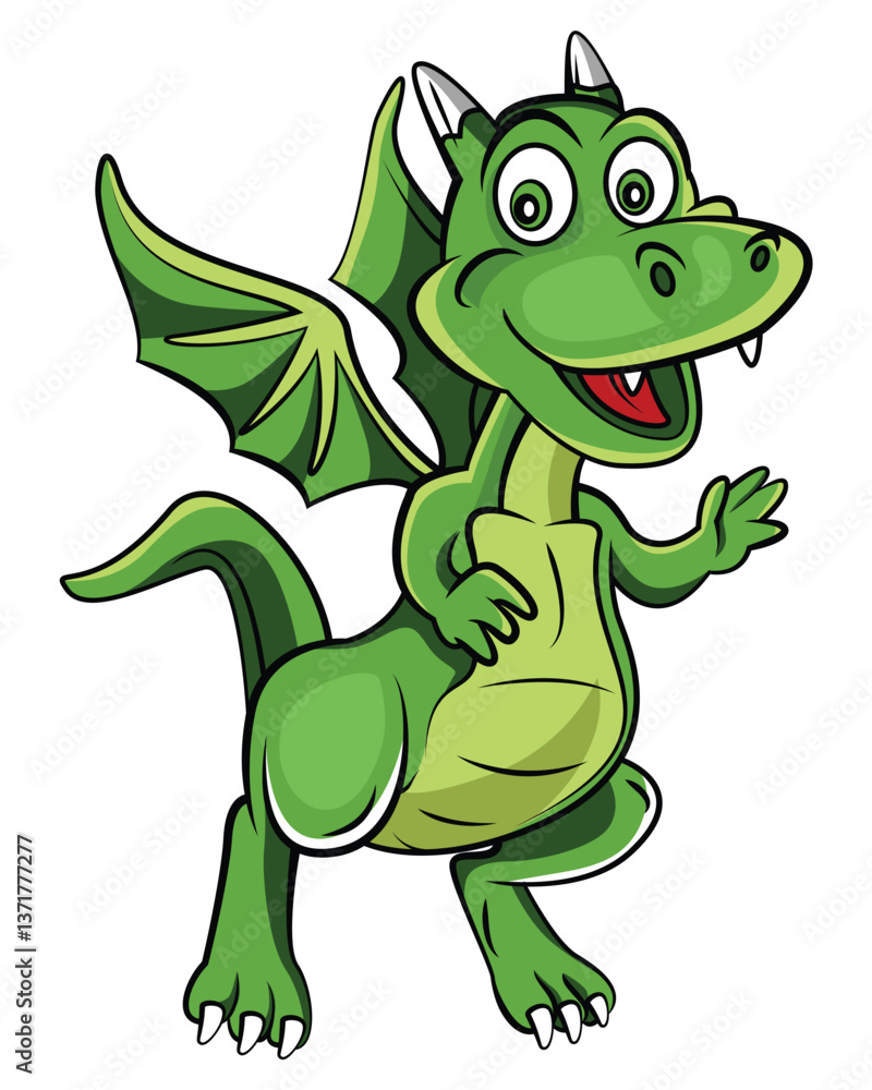 Fototapeta premium green dragon cartoon