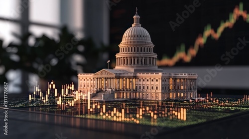 Capitol Building  Finance  3D Model  Government  Economy  Market Trends  Data Visualizatio