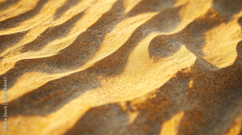 Golden Sand Dunes Texture Close Up with Shadows and Sunlight Golden Sand Dunes Texture Close Up with Shadows and Sunlight