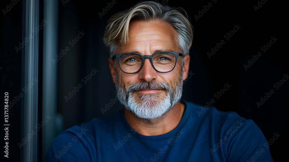 Smiling Mature Man Reading Message on Smartphone Smiling Mature Man Reading Message on Smartphone