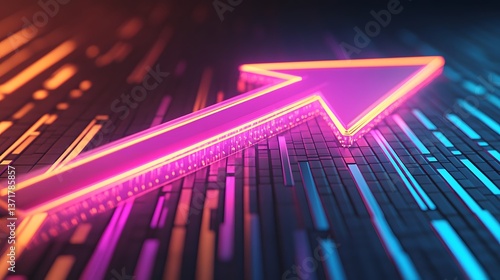 Wallpaper Mural Glowing Trend Arrow Representing Market Growth and Innovation in 3D Torontodigital.ca