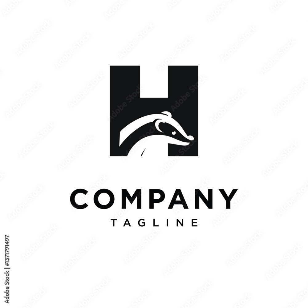 Letter H Badger Logo Icon Vector Letter H Badger Logo Icon Vector