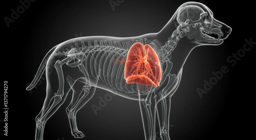Wallpaper Mural An Intriguing Radiographic Representation of a Dog Illustrating Its Internal Anatomy with Highlighted Lungs Torontodigital.ca