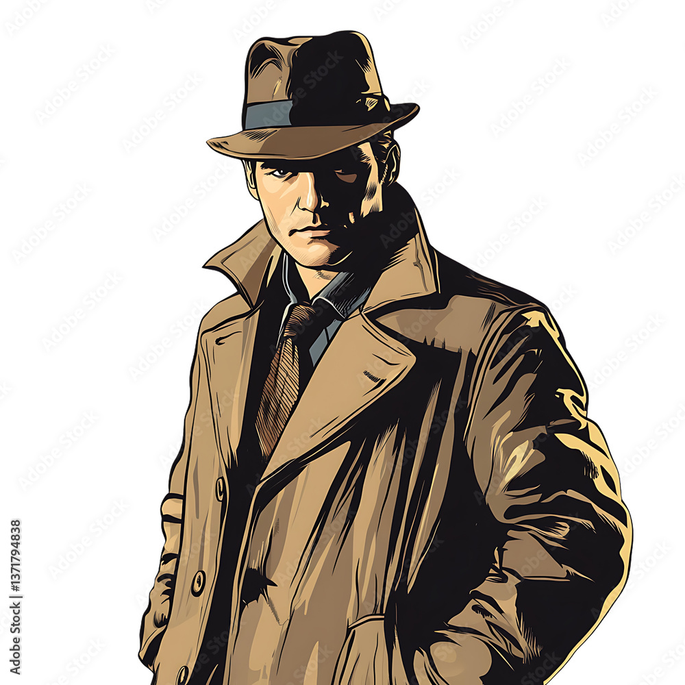 custom made wallpaper toronto digitalStylish detective character in trench coat.