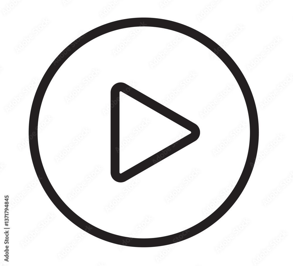 Black and white circular button with a play icon Black and white circular button with a play icon