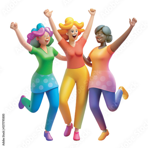 A vibrant watercolor painting of a diverse group of women joyfully for national decency day