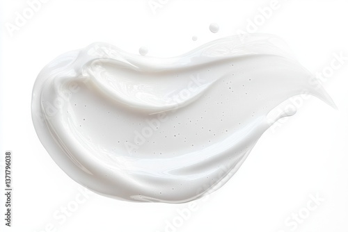 Glossy White Liquid Texture Serum Smear Isolated on White Background Skincare Cosmetic Gel Cream Swatch Drop