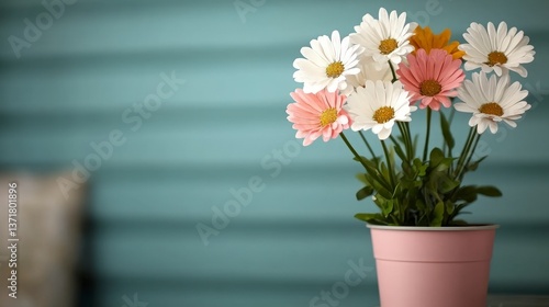 Wallpaper Mural Pastel Gerbera Daisies in Pink Pot  Home Decor  Spring Flowers Torontodigital.ca