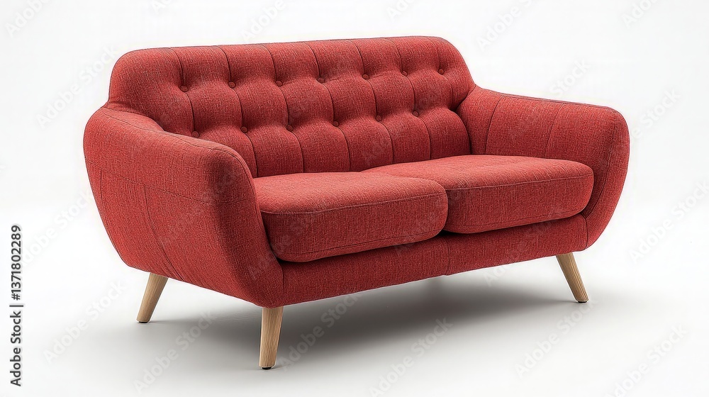 Fototapeta premium Red Sofa, Studio Shot, Modern Design