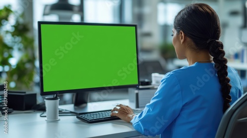 Professional woman working on a computer in a modern office