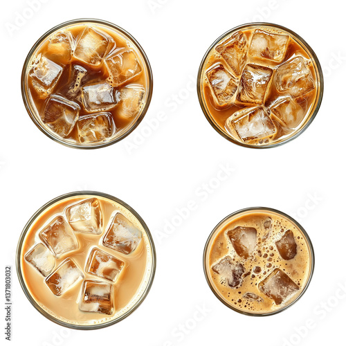Iced Coffee with Milk Swirl, Top View 