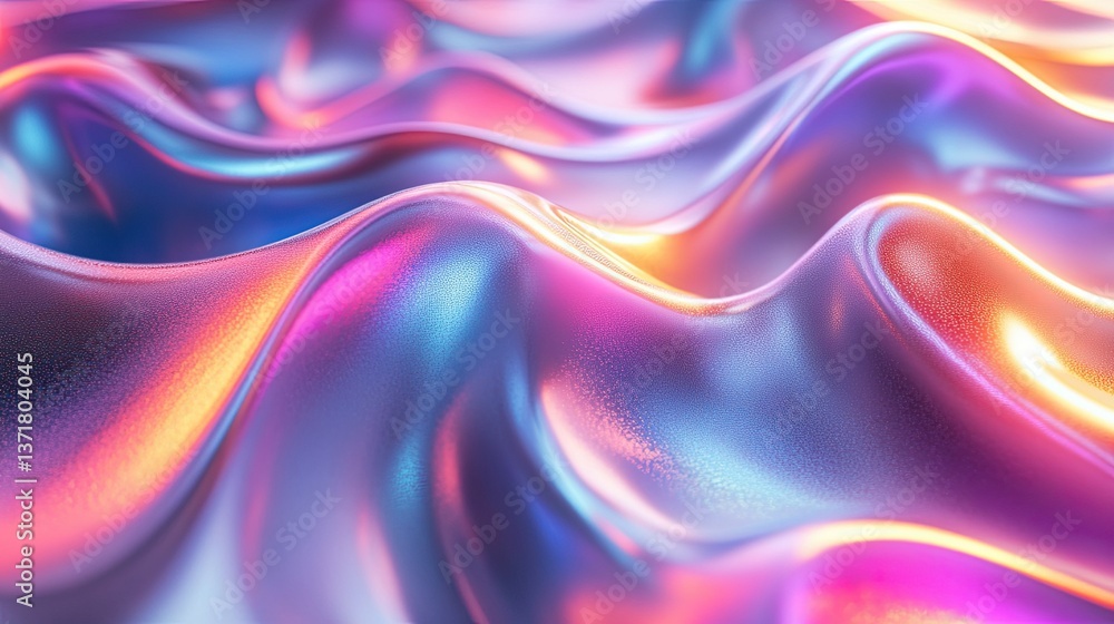 3D-rendered futuristic holographic glass waves with an iridescent sheen 3D-rendered futuristic holographic glass waves with an iridescent sheen