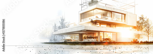 Detailed Architectural Sketch of a Contemporary Home

