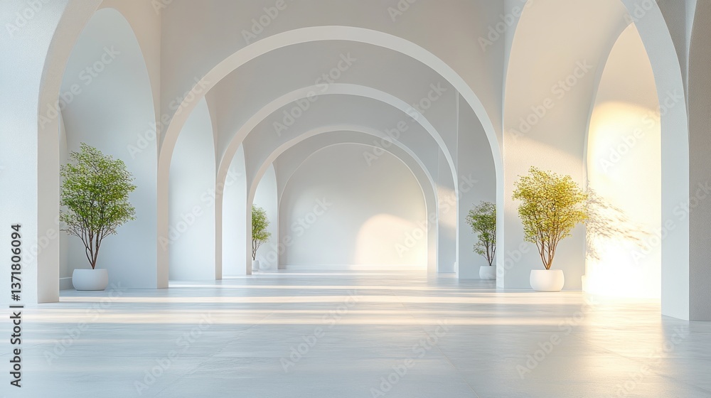 Fototapeta premium Minimalist White Arch Niche Mockup Scene for Product Display 3D Rendering