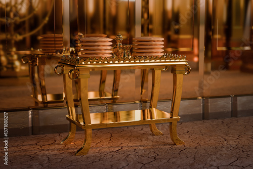 Table of Showbread and the bread of the Presence described in the book of Moses. Exodus, Old Testament. 3d rendering biblical illustration.