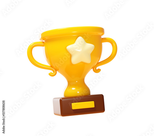 Excellence Trophy 3D Icon Illustration Background