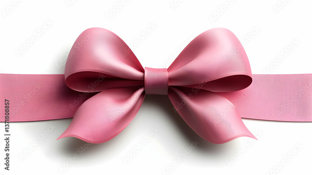 Pink Satin Bow with Red Sparkles on White Background Pink Satin Bow with Red Sparkles on White Background