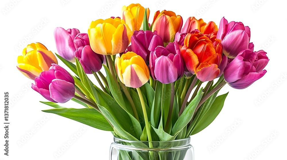 Naklejka premium A beautiful pink floral bouquet of tulips, a spring gift of nature's blossom