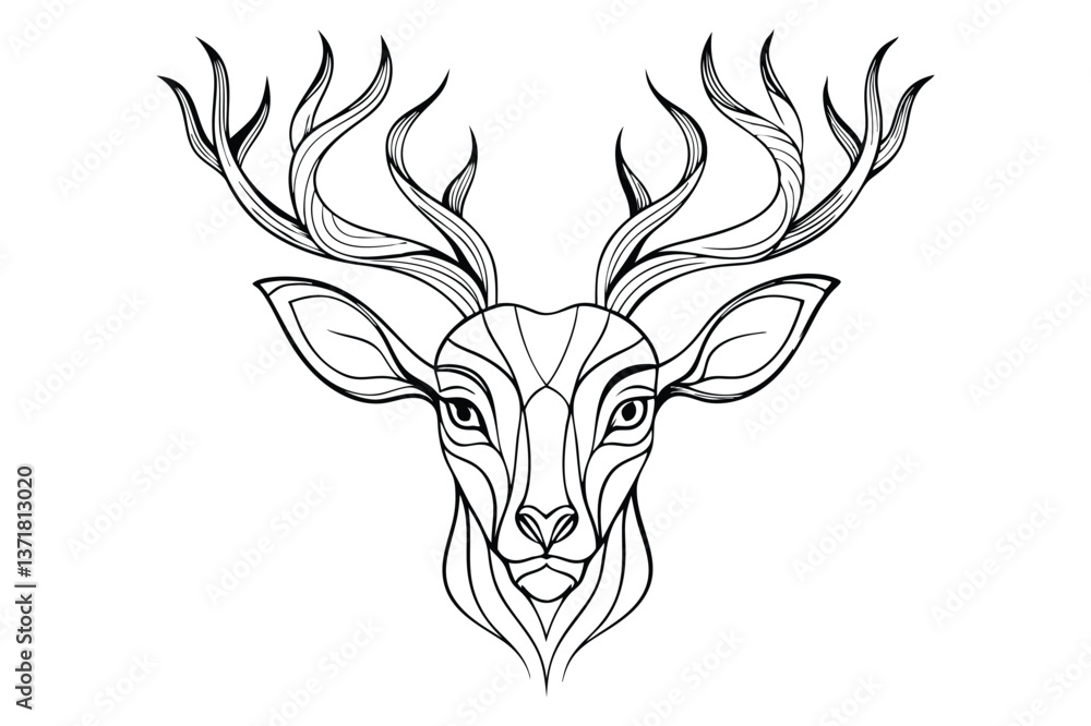 Simple vector illustration of a deer head silhouette with antlers Simple vector illustration of a deer head silhouette with antlers